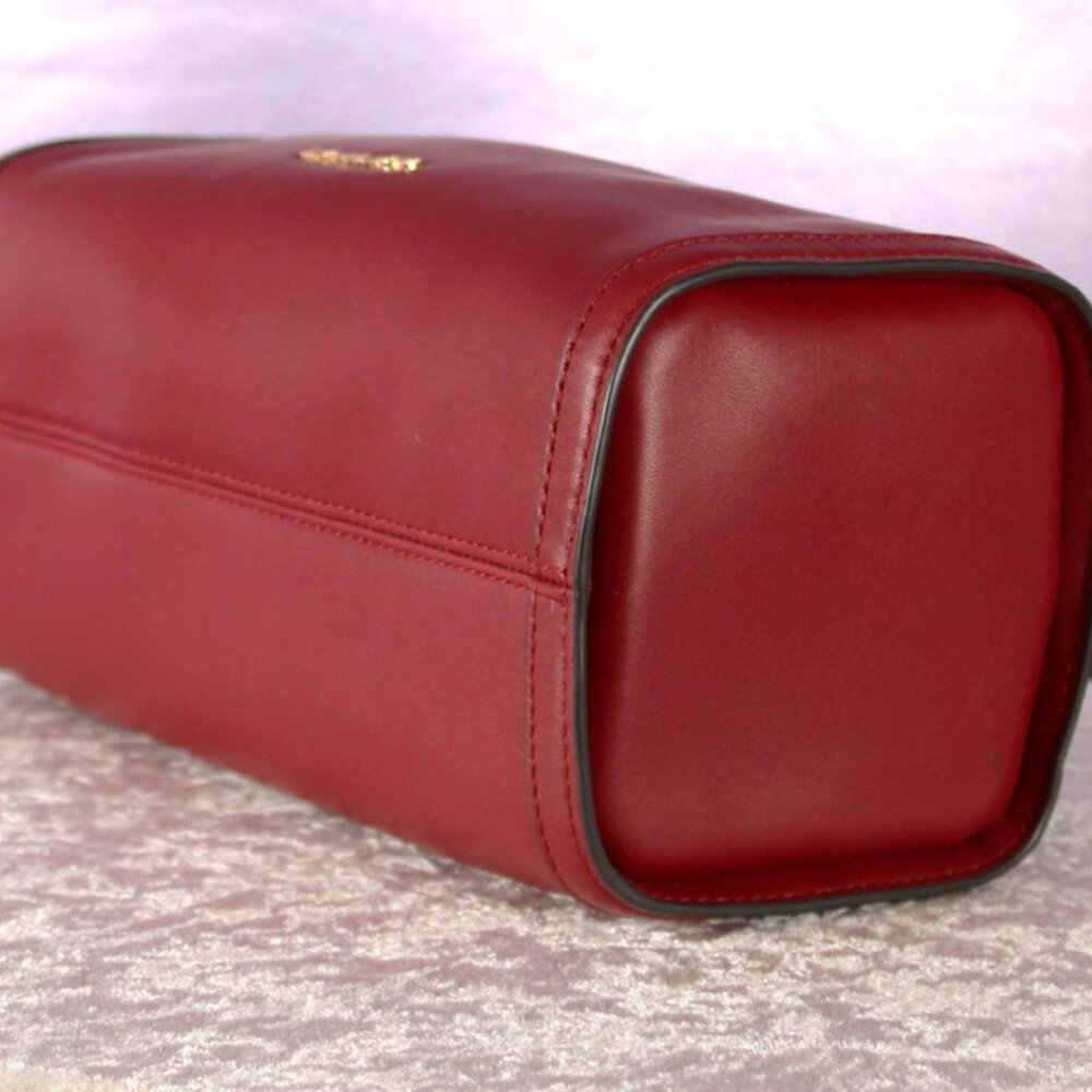 Michael Kors Smooth Leather Barrel Satchel Crossbody – Oxblood Red – NWOT - Picture 7 of 11